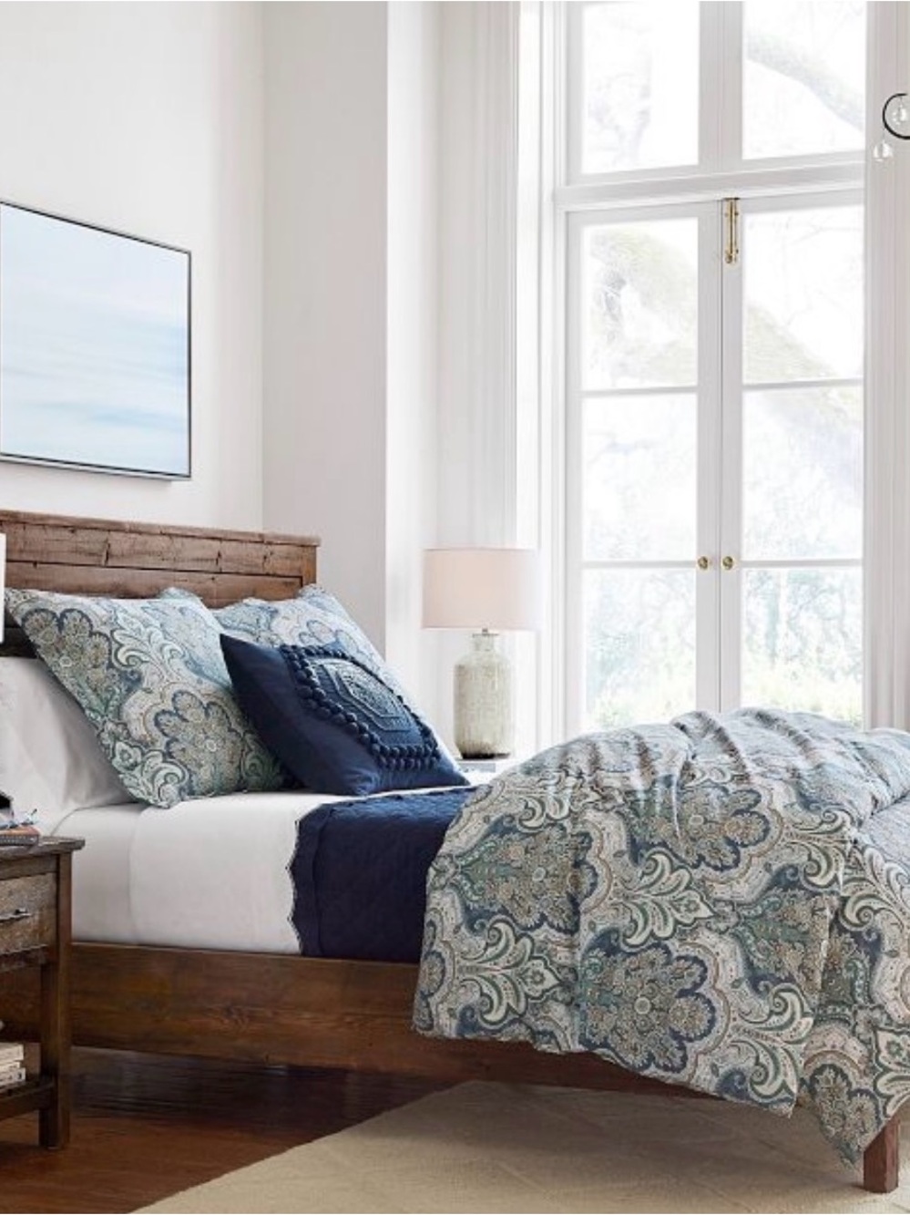 Pottery Barn KING Jordana Paisley Percale Duvet Cover w/2 Shams